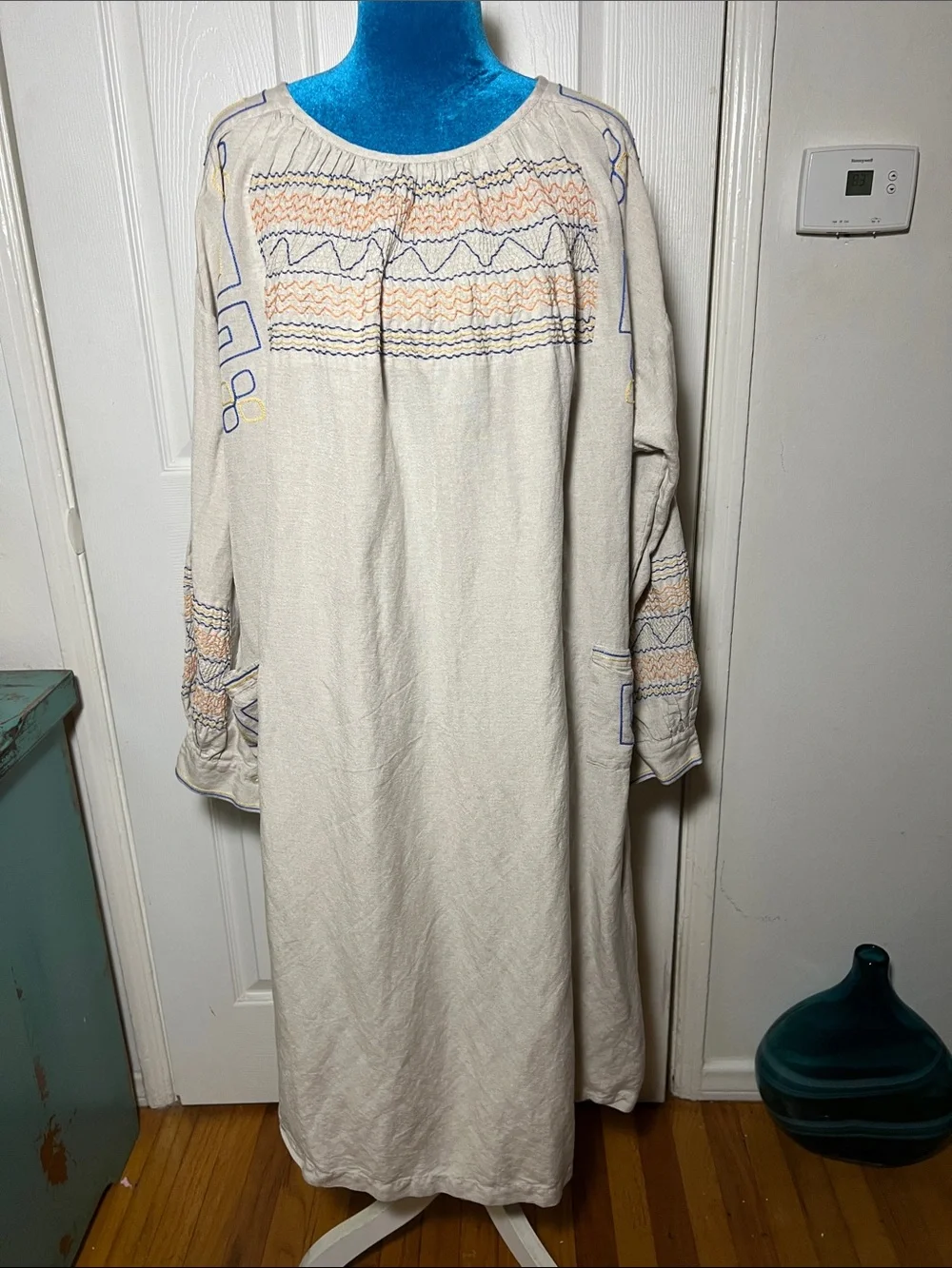 Tory Burch Linen Embroidered Midi Dress Women’s Large